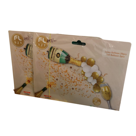 Champagne latex foil balloon set