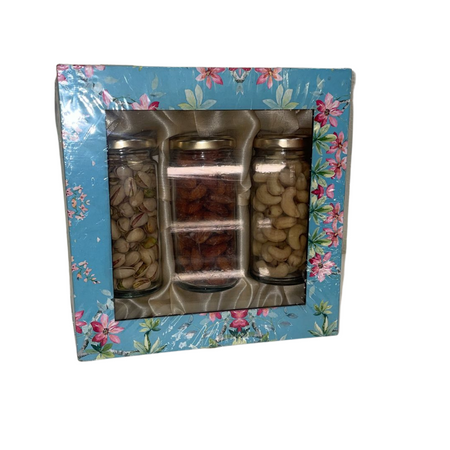 (MDF) Sky Blue Floral (3 Cylinder Jars)