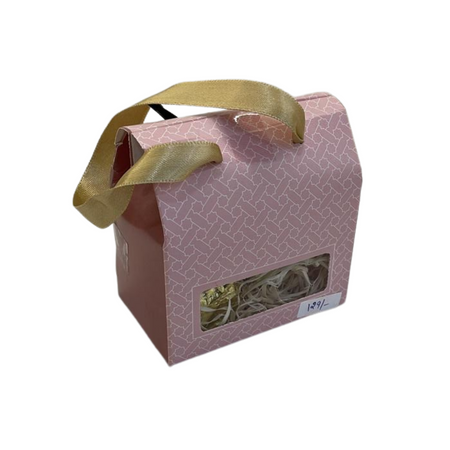 Pink Small Chocolate Paper Hamper With Golden Ribbon