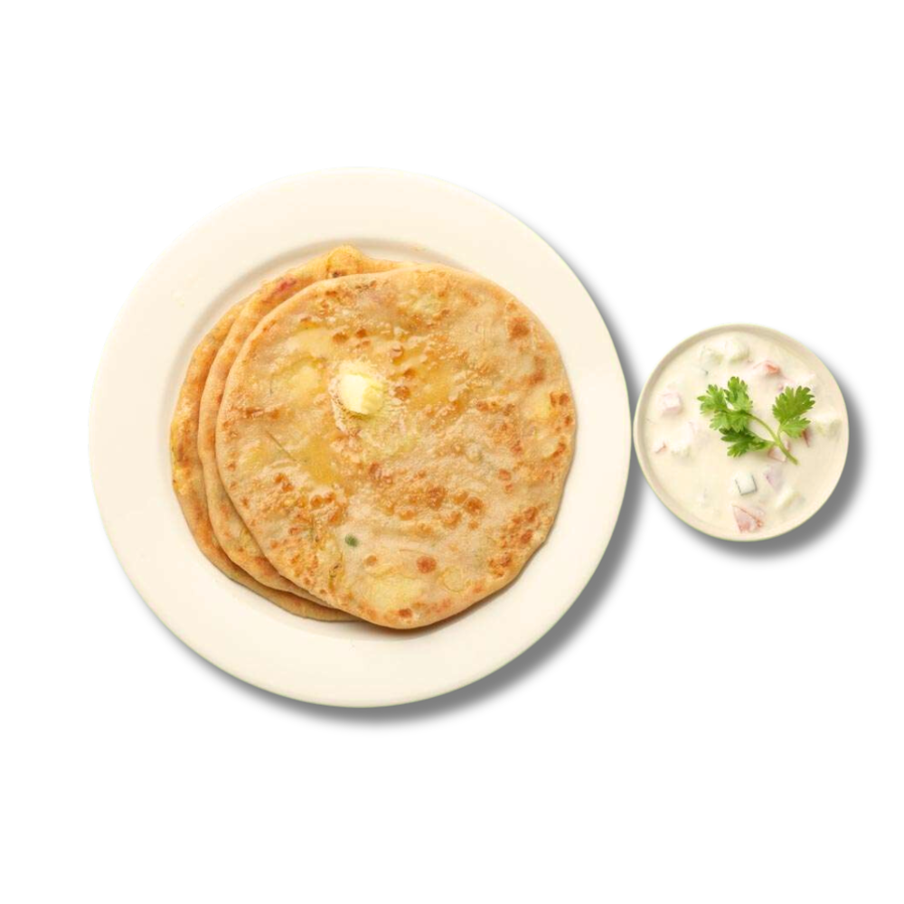 Aloo Paneer Stuffed Paratha With Dahi