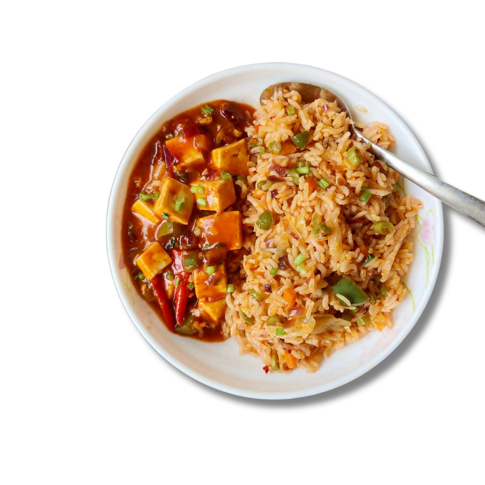 Fried Rice With Chilli Paneer Gravy
